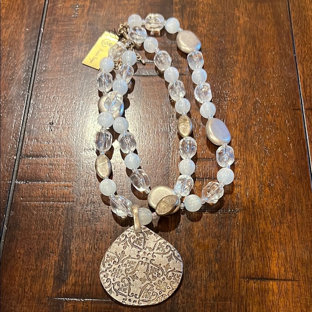 Gold and Silver Multi-Strand Necklace with Ornate Pendant